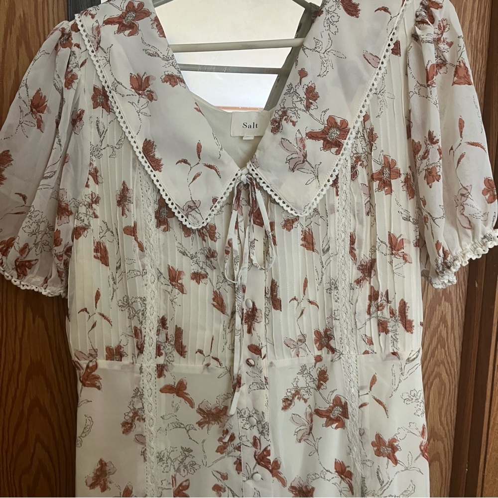 Salt Floral Peter Pan Collar Button-Front Mini Dress Coquette - Picture 3 of 6